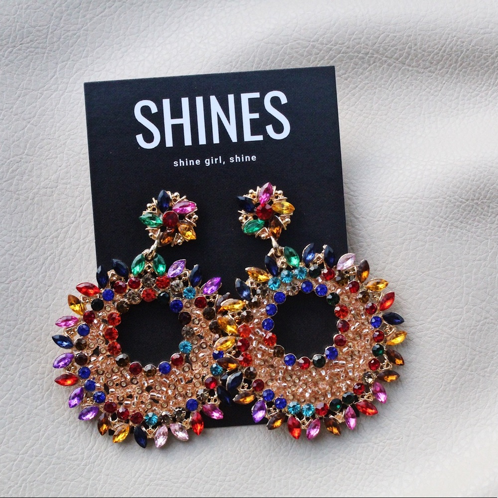 Gold Plated Dangle Gem Earrings